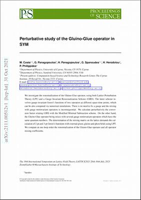 Perturbative study of the Gluino-Glue operator in SYM.pdf.jpg