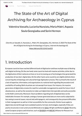 The State of the Art of Digital Archiving for Archaeology in Cyprus. Vassallo et al. Internet Archaeology 63_.pdf.jpg