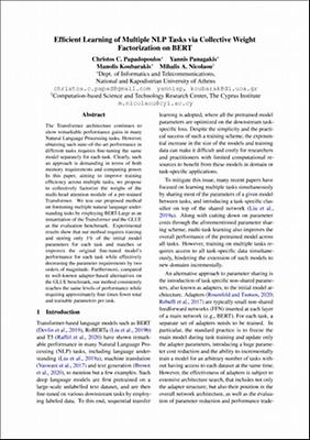 Efficient Learning of Multiple NLP Tasks via Collective Weight Factorization on BERT.pdf.jpg
